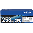 Brother TN258XLBK 2PK 2Pack Black High Yield Toner Cartridge Up to 3,000 pages.